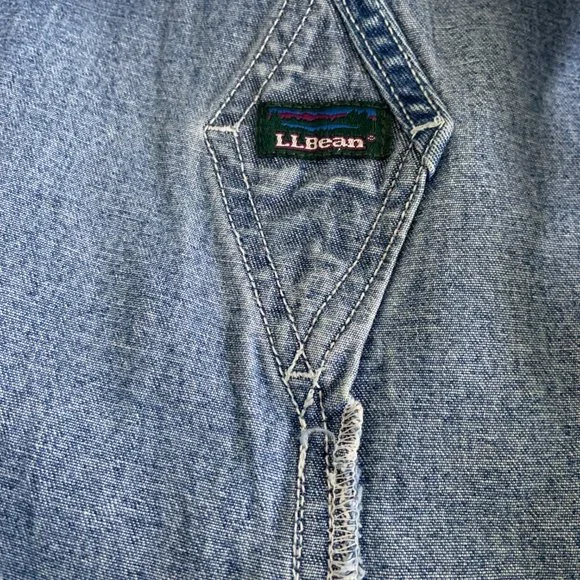90s 100% Cotton Classic Vintage L.L. Bean Bib Overalls Medium Wash - Picture 3 of 4